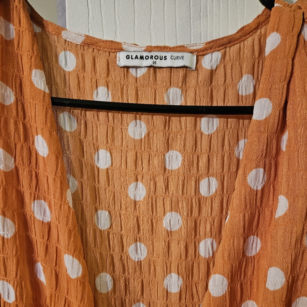 Glamorous curve peach polka-dot dress size 26